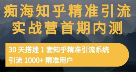 痴海知乎精准引流实战营1-2期，30天搭建1套知乎精准引流系统，引流1000+精准用户网创吧-网创项目资源站-副业项目-创业项目-搞钱项目创业吧