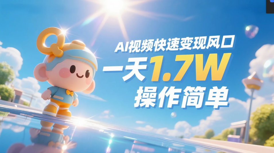《Ai视频变现风口，一天1.7W，收入无上限，操作简单》网创吧-网创项目资源站-副业项目-创业项目-搞钱项目创业吧