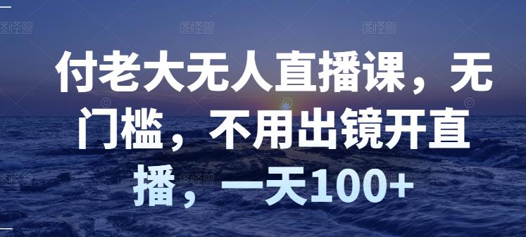 付老大无人直播课，无门槛，不用出镜开直播，一天100+网创吧-网创项目资源站-副业项目-创业项目-搞钱项目创业吧