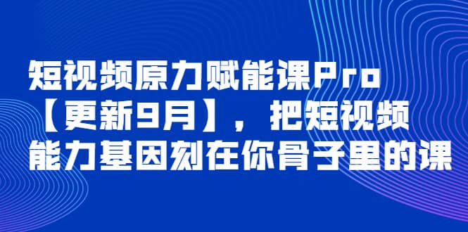 短视频原力赋能课Pro【更新9月】，把短视频能力基因刻在你骨子里的课网创吧-网创项目资源站-副业项目-创业项目-搞钱项目创业吧