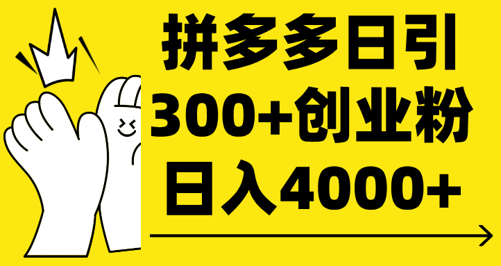 拼多多日引300+创业粉 日入4000+网创吧-网创项目资源站-副业项目-创业项目-搞钱项目创业吧