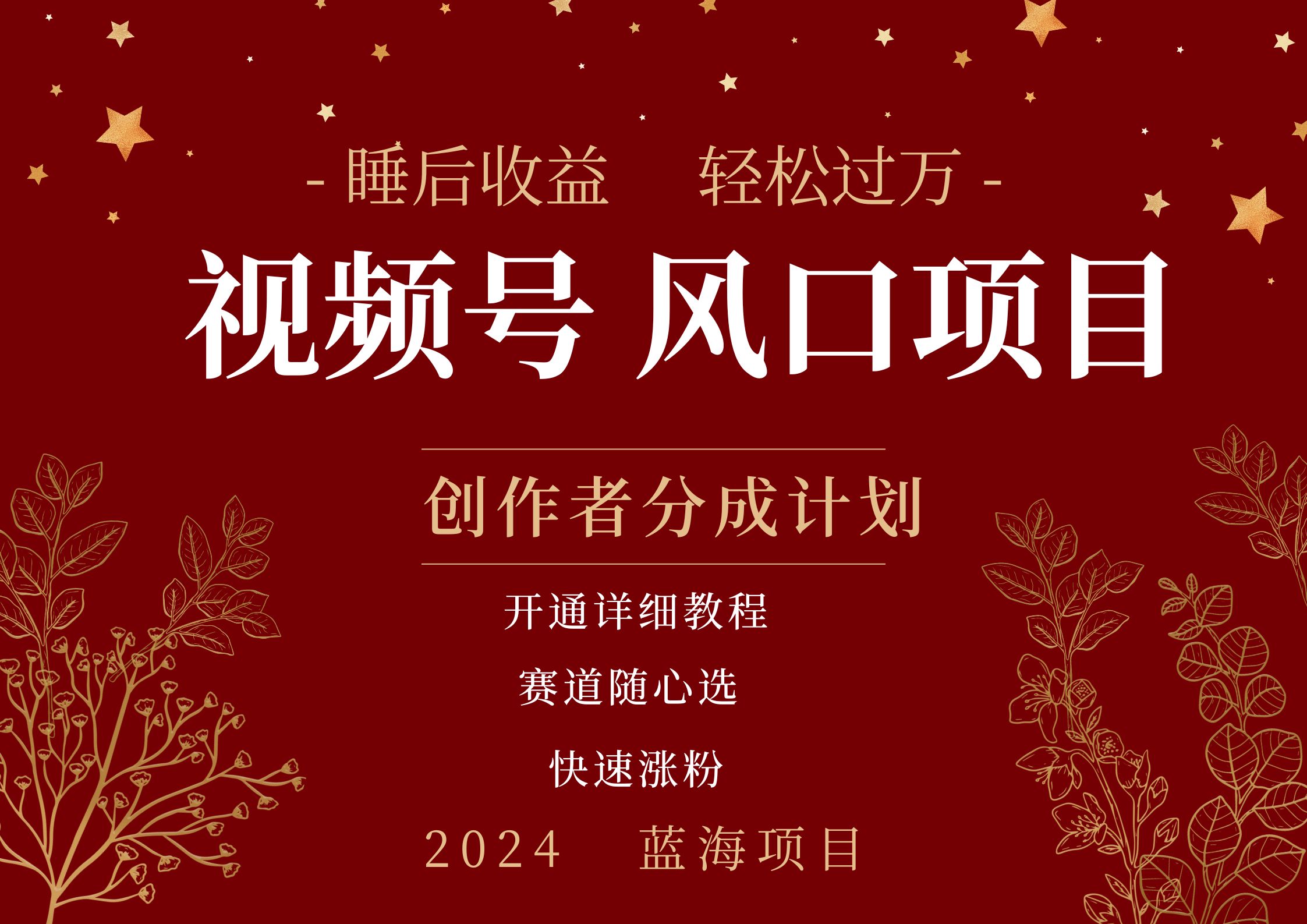 拥有睡眠收益的微信视频号大风口项目，轻松月入过万+，多赛道选择，可矩阵，玩法简单轻松上手网创吧-网创项目资源站-副业项目-创业项目-搞钱项目创业吧