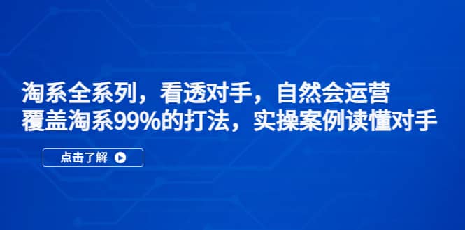 淘系全系列，看透对手，自然会运营，覆盖淘系99%·打法，实操案例读懂对手网创吧-网创项目资源站-副业项目-创业项目-搞钱项目创业吧