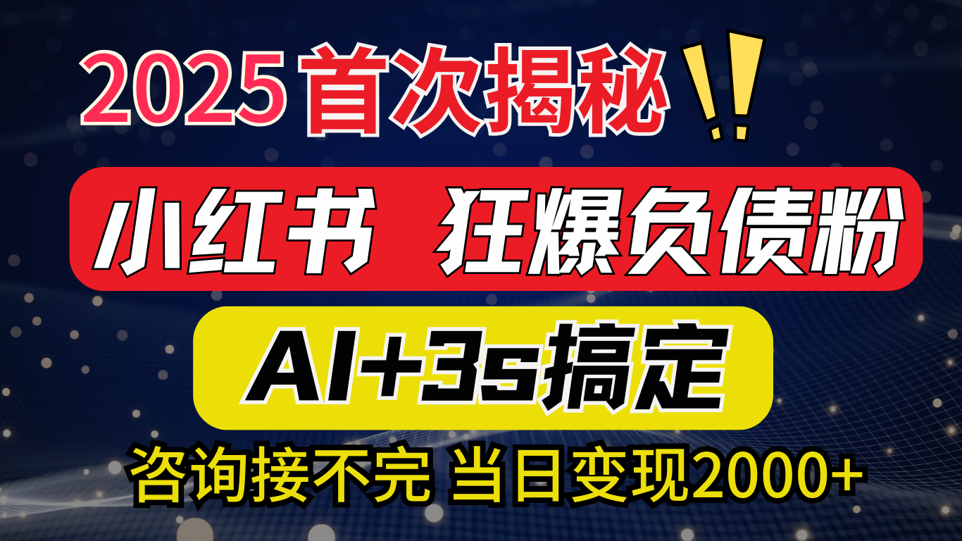 2025引流天花板：最新小红书狂暴负债粉思路，咨询接不断，当日入2000+网创吧-网创项目资源站-副业项目-创业项目-搞钱项目创业吧
