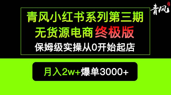 小红书无货源电商爆单终极版【视频教程+实战手册】保姆级实操从0起店爆单网创吧-网创项目资源站-副业项目-创业项目-搞钱项目创业吧