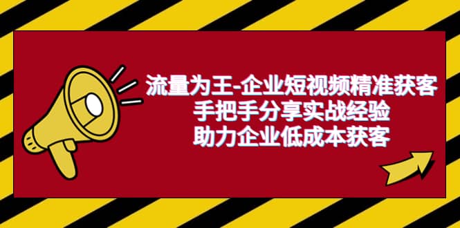 流量为王-企业 短视频精准获客，手把手分享实战经验，助力企业低成本获客网创吧-网创项目资源站-副业项目-创业项目-搞钱项目创业吧