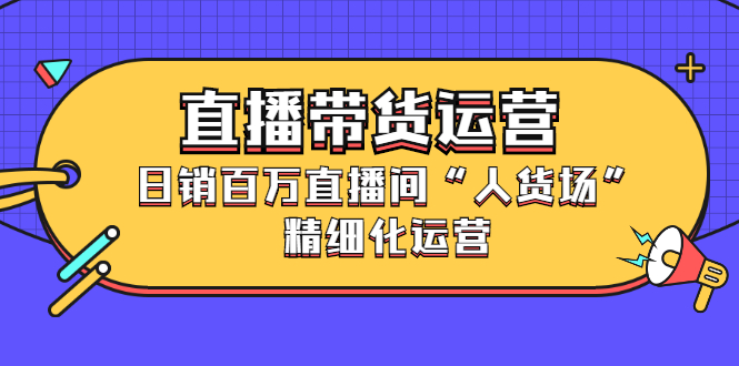 直播带货运营，销百万直播间“人货场”精细化运营网创吧-网创项目资源站-副业项目-创业项目-搞钱项目创业吧