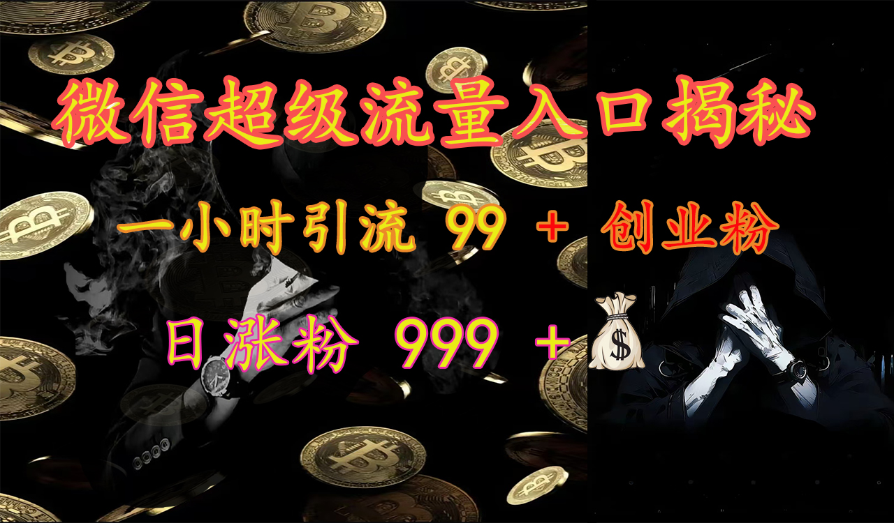 微信超级流量入口揭秘：一小时引流 99 + 创业粉，日涨粉 999 +【揭秘】网创吧-网创项目资源站-副业项目-创业项目-搞钱项目创业吧