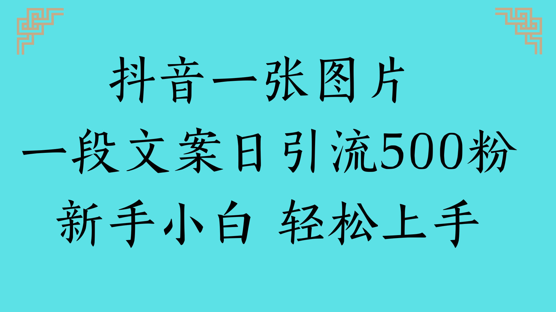 抖音一张图片 一段文案日引流500粉新手小白 轻松上手网创吧-网创项目资源站-副业项目-创业项目-搞钱项目创业吧
