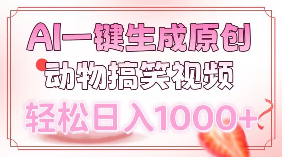 AI一键生成原创动物搞笑视频，轻松日入1000+网创吧-网创项目资源站-副业项目-创业项目-搞钱项目创业吧