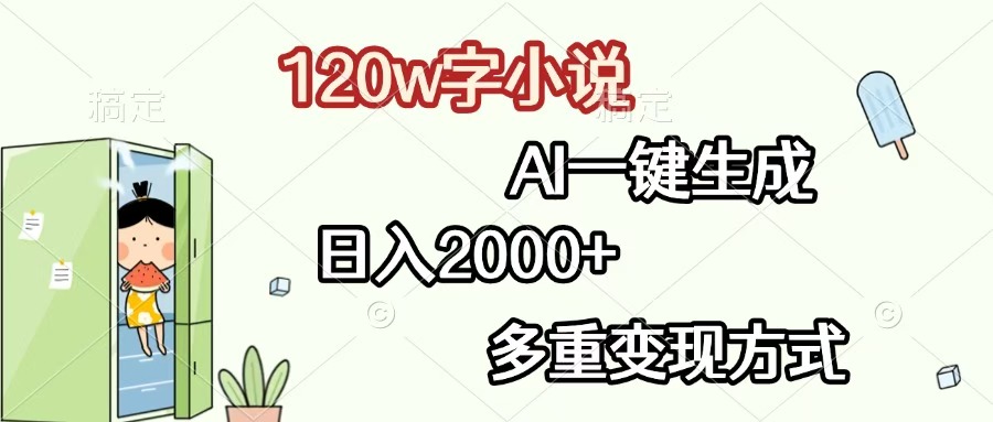 120w字小说，AI一键生成，日入2000+，多重变现方式网创吧-网创项目资源站-副业项目-创业项目-搞钱项目创业吧