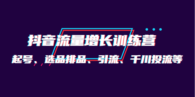 月销1.6亿实操团队·抖音流量增长训练营：起号、选品排品、引流 千川投流等网创吧-网创项目资源站-副业项目-创业项目-搞钱项目创业吧