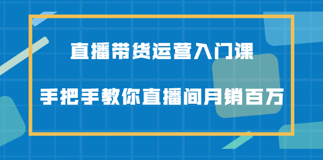 直播带货运营入门课，手把手教你直播间月销百万网创吧-网创项目资源站-副业项目-创业项目-搞钱项目创业吧