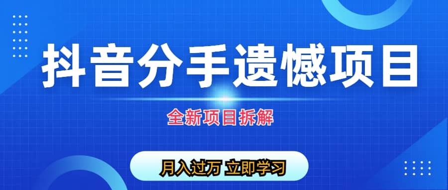 自媒体抖音分手遗憾项目私域项目拆解网创吧-网创项目资源站-副业项目-创业项目-搞钱项目创业吧