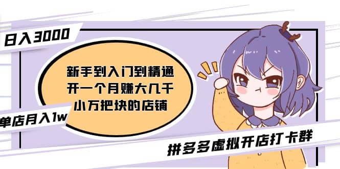 拼多多虚拟开店打卡群：入门到精通（昨日群里有小伙伴3000+）2月26更新网创吧-网创项目资源站-副业项目-创业项目-搞钱项目创业吧