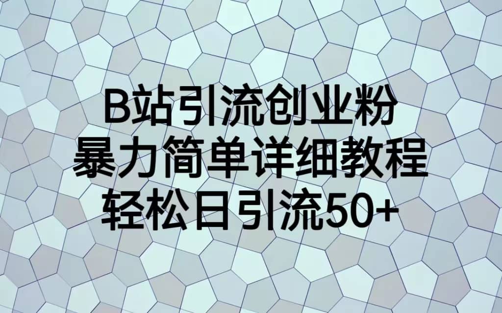 B站引流创业粉，暴力简单详细教程，轻松日引流50+网创吧-网创项目资源站-副业项目-创业项目-搞钱项目创业吧