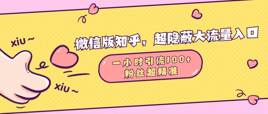 微信版知乎，超隐蔽流量入口，一小时引流100人，粉丝质量超高网创吧-网创项目资源站-副业项目-创业项目-搞钱项目创业吧