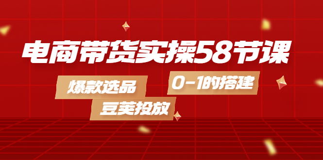 电商带货实操58节课，爆款选品，豆荚投放，0-1的搭建网创吧-网创项目资源站-副业项目-创业项目-搞钱项目创业吧