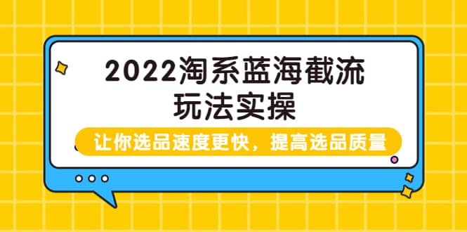 2022淘系蓝海截流玩法实操：让你选品速度更快，提高选品质量（价值599）网创吧-网创项目资源站-副业项目-创业项目-搞钱项目创业吧