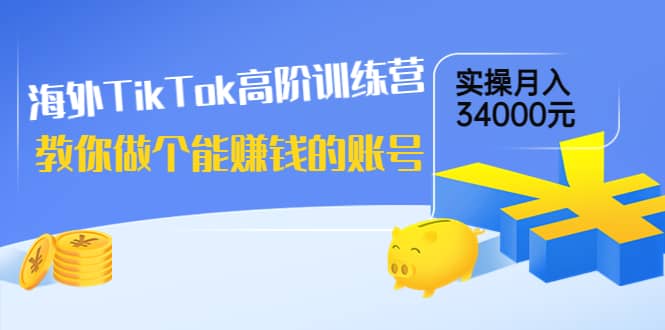 海外TikTok高阶训练营：教你做个能赚钱的账号，实操月入34000元！网创吧-网创项目资源站-副业项目-创业项目-搞钱项目创业吧