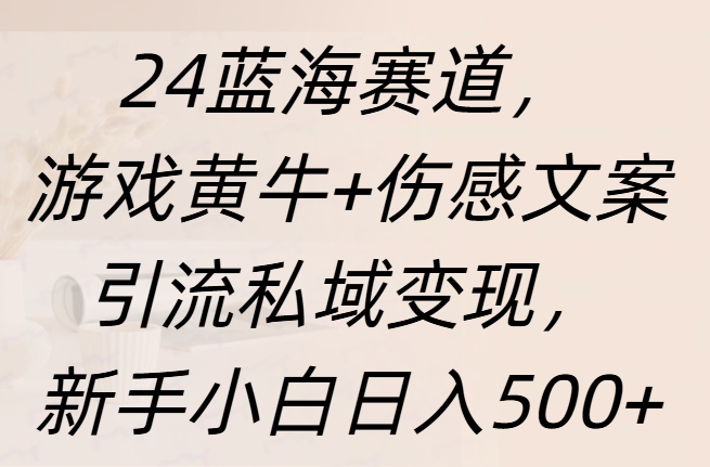24蓝海赛道，游戏黄牛+伤感文案引流私域变现，新手日入500+网创吧-网创项目资源站-副业项目-创业项目-搞钱项目创业吧