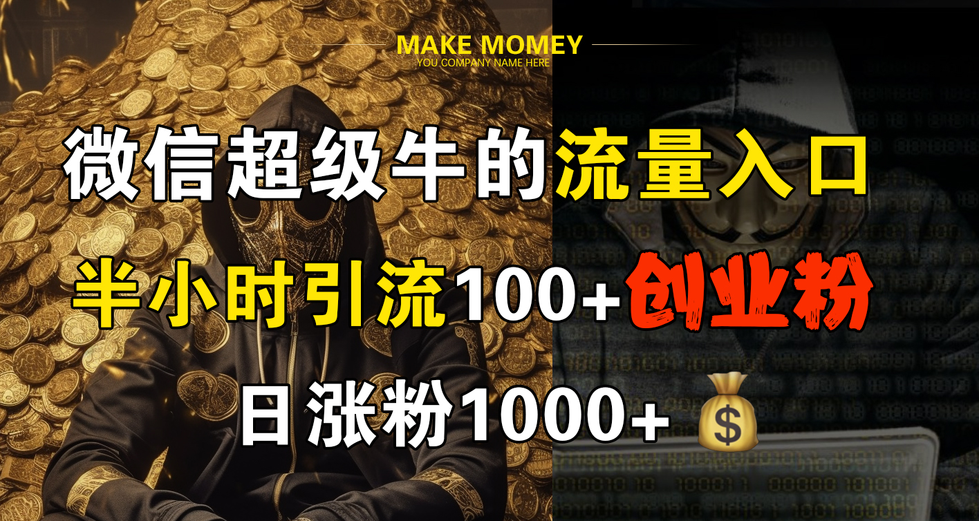 微信超级牛的流量入口，半小时引流100+创业粉，日涨粉1000+网创吧-网创项目资源站-副业项目-创业项目-搞钱项目创业吧