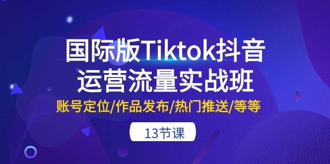 国际版Tiktok抖音运营流量实战班：账号定位/作品发布/热门推送/等等-13节网创吧-网创项目资源站-副业项目-创业项目-搞钱项目创业吧