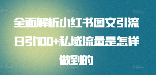 暴力引流 小红书图文引流日引100私域全面拆解【打粉人必看】网创吧-网创项目资源站-副业项目-创业项目-搞钱项目创业吧