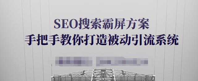SEO搜索霸屏方案，手把手教你打造被动引流系统【视频课程】网创吧-网创项目资源站-副业项目-创业项目-搞钱项目创业吧