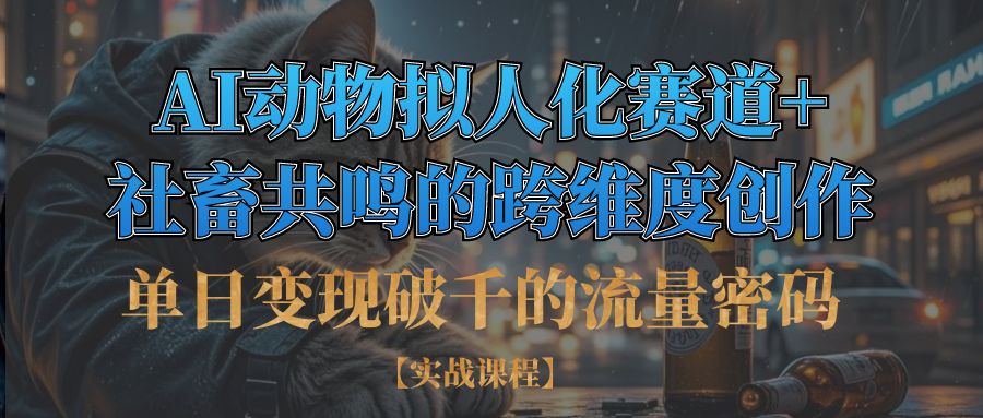 单日变现破千的流量密码,AI动物拟人化赛道+社畜共鸣的跨维度创作网创吧-网创项目资源站-副业项目-创业项目-搞钱项目创业吧