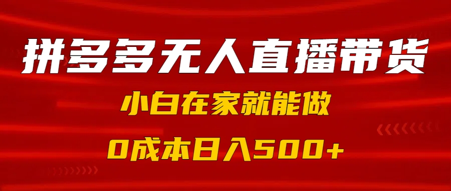 拼多多无人直播带货，小白在家就能做，0成本日入500+网创吧-网创项目资源站-副业项目-创业项目-搞钱项目创业吧