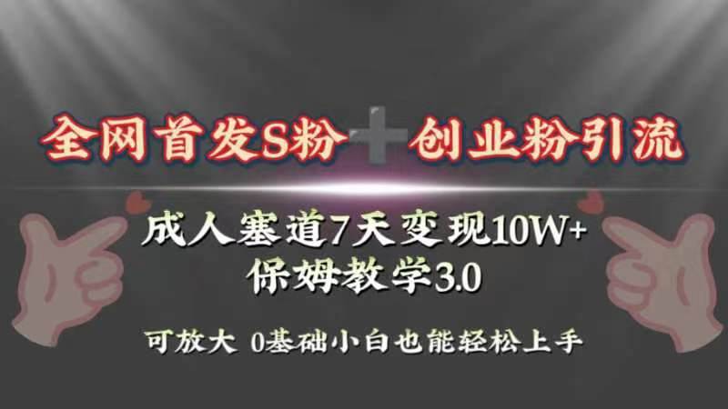全网首发s粉加创业粉引流变现，成人用品赛道7天变现10w+保姆教学3.0网创吧-网创项目资源站-副业项目-创业项目-搞钱项目创业吧