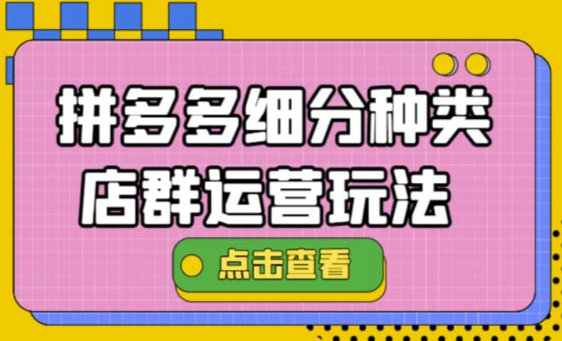 拼多多细分种类店群运营玩法3.0，11月最新玩法，小白也可以操作网创吧-网创项目资源站-副业项目-创业项目-搞钱项目创业吧