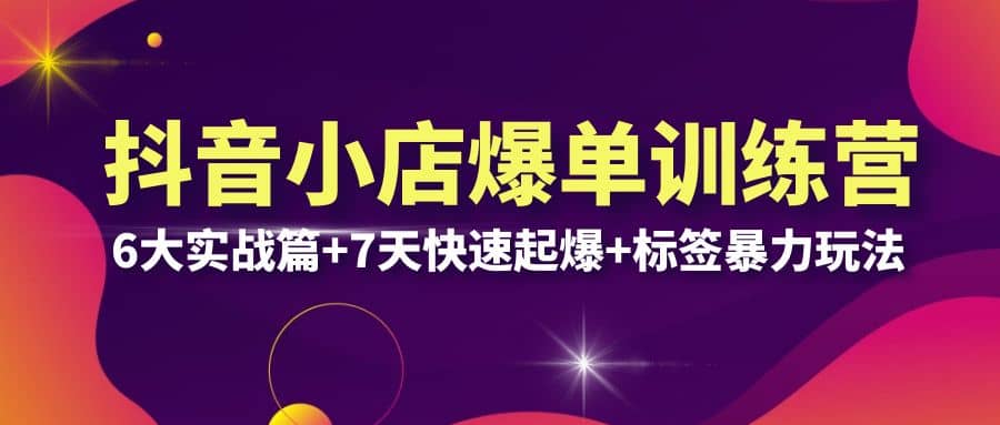 抖音小店爆单训练营VIP线下课：6大实战篇+7天快速起爆+标签暴力玩法(32节)网创吧-网创项目资源站-副业项目-创业项目-搞钱项目创业吧