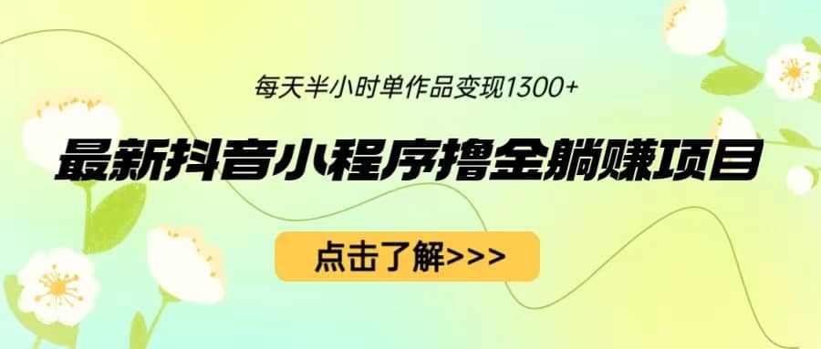 最新抖音小程序撸金躺赚项目，一部手机每天半小时，单个作品变现1300+网创吧-网创项目资源站-副业项目-创业项目-搞钱项目创业吧