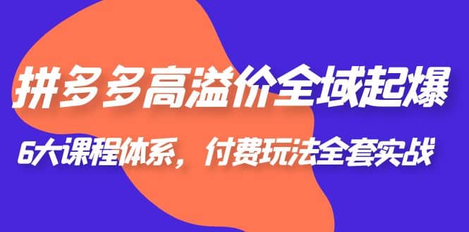 拼多多-高溢价 全域 起爆，6大课程体系，付费玩法全套实战网创吧-网创项目资源站-副业项目-创业项目-搞钱项目创业吧