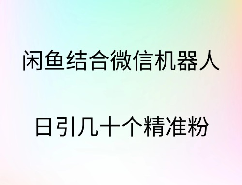 闲鱼结合微信机器人，日引几十个精准粉网创吧-网创项目资源站-副业项目-创业项目-搞钱项目创业吧