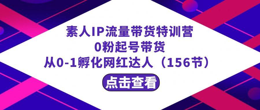 繁星·计划素人IP流量带货特训营：0粉起号带货 从0-1孵化网红达人（156节）网创吧-网创项目资源站-副业项目-创业项目-搞钱项目创业吧