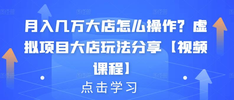 月入几万大店怎么操作？虚拟项目大店玩法分享【视频课程】网创吧-网创项目资源站-副业项目-创业项目-搞钱项目创业吧