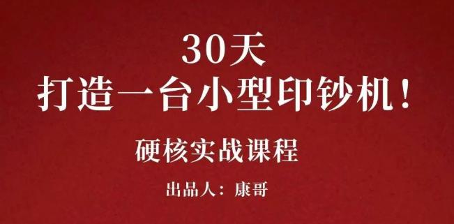 康哥30天打造一台小型印钞机：躺赚30万的项目完整复盘（视频教程）网创吧-网创项目资源站-副业项目-创业项目-搞钱项目创业吧