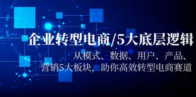 企业转型电商/5大底层逻辑，从模式 数据 用户 产品 营销5大板块，高效转型网创吧-网创项目资源站-副业项目-创业项目-搞钱项目创业吧