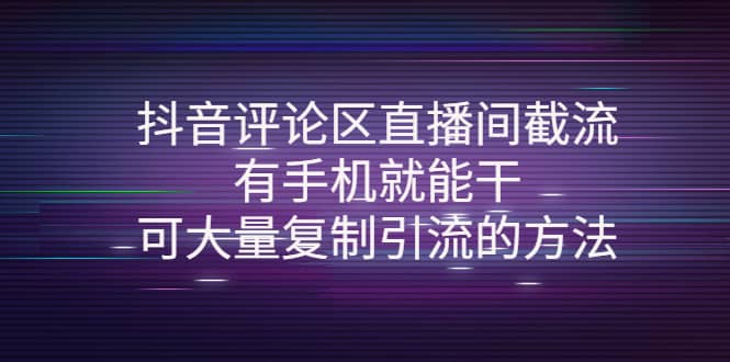 抖音评论区直播间截流，有手机就能干，可大量复制引流的方法网创吧-网创项目资源站-副业项目-创业项目-搞钱项目创业吧