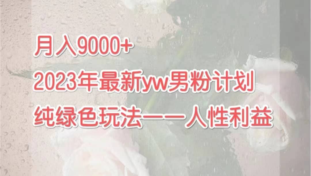 月入9000+2023年9月最新yw男粉计划绿色玩法——人性之利益网创吧-网创项目资源站-副业项目-创业项目-搞钱项目创业吧