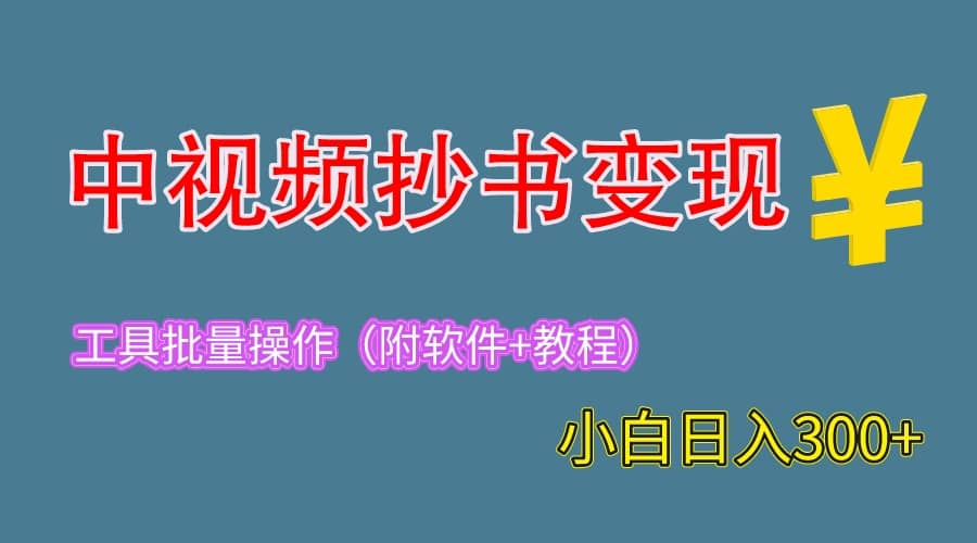 2023中视频抄书变现（附工具+教程），一天300+，特别适合新手操作的副业网创吧-网创项目资源站-副业项目-创业项目-搞钱项目创业吧