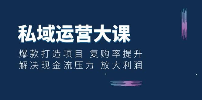 私域运营大课：爆款打造项目 复购率提升 解决现金流压力 放大利润网创吧-网创项目资源站-副业项目-创业项目-搞钱项目创业吧