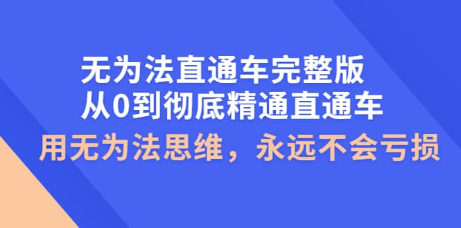 无为法直通车完整版：从0到彻底精通直通车，用无为法思维，永远不会亏损网创吧-网创项目资源站-副业项目-创业项目-搞钱项目创业吧
