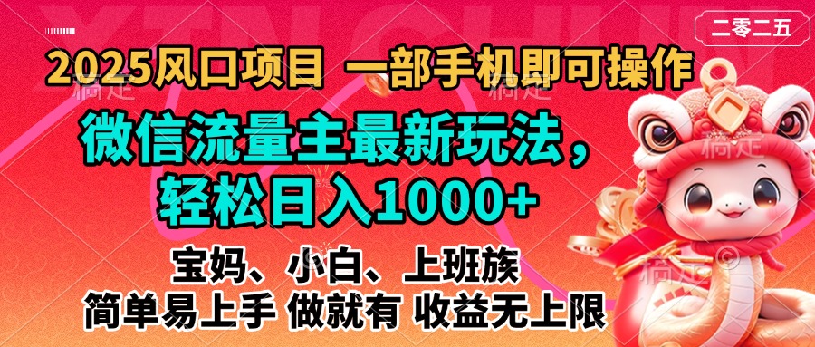 2025蓝海风口项目，微信流量主最新玩法，轻松日入1000+，简单易上手，做就有 收益无上限网创吧-网创项目资源站-副业项目-创业项目-搞钱项目创业吧
