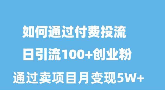 如何通过付费投流日引流100+创业粉月变现5W+网创吧-网创项目资源站-副业项目-创业项目-搞钱项目创业吧