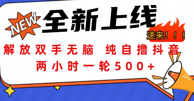 解放双手无脑 纯自撸抖音 两小时一轮500+网创吧-网创项目资源站-副业项目-创业项目-搞钱项目创业吧
