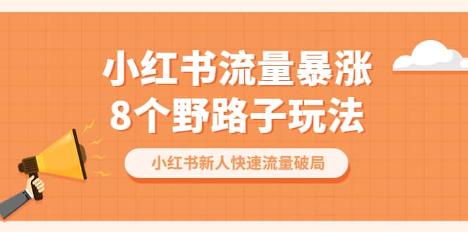 小红书流量-暴涨8个野路子玩法：小红书新人快速流量破局（8节课）网创吧-网创项目资源站-副业项目-创业项目-搞钱项目创业吧